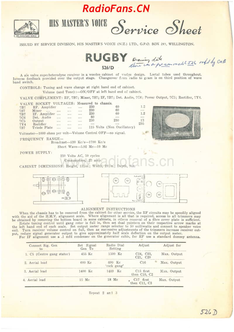 HMV-526D-Rugby-6V-DW-AC-1952 电路原理图.pdf_第1页