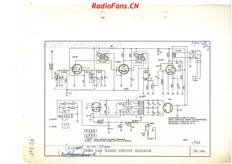 PYE-PZ305-Clipper-4CR7-car-radio-1960 电路原理图.pdf_第1页