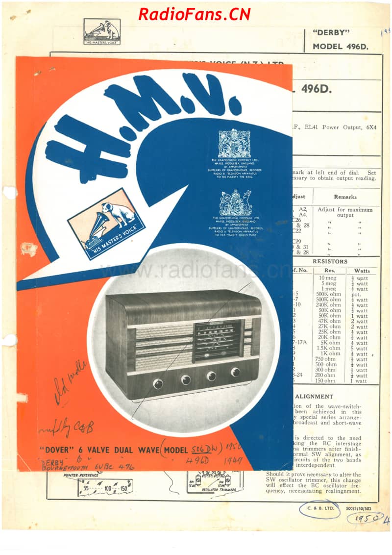 HMV-496D-Derby-6V-DW-AC-1950 电路原理图.pdf_第3页