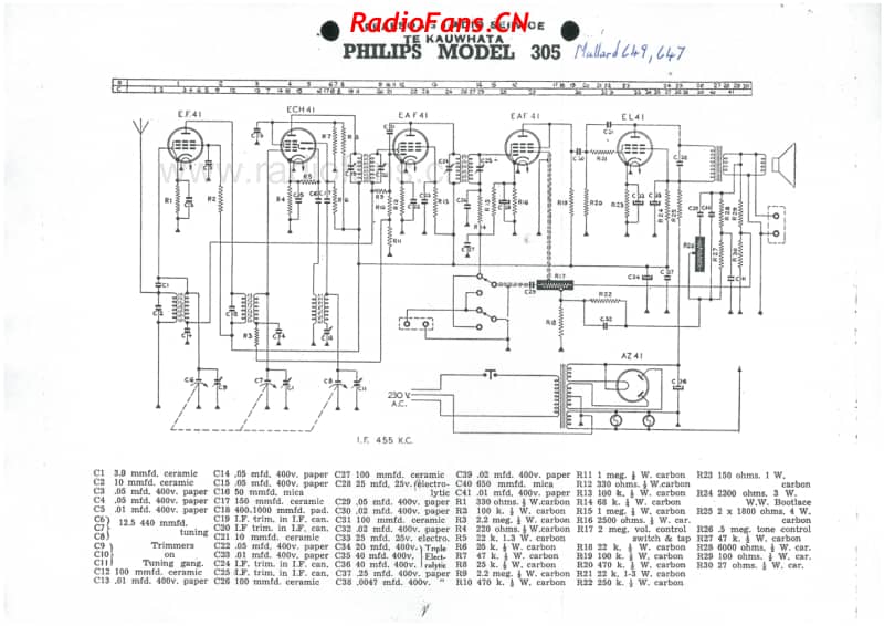 Philips-305-Mullard-647649-6V-AC-19xx 电路原理图.pdf_第1页