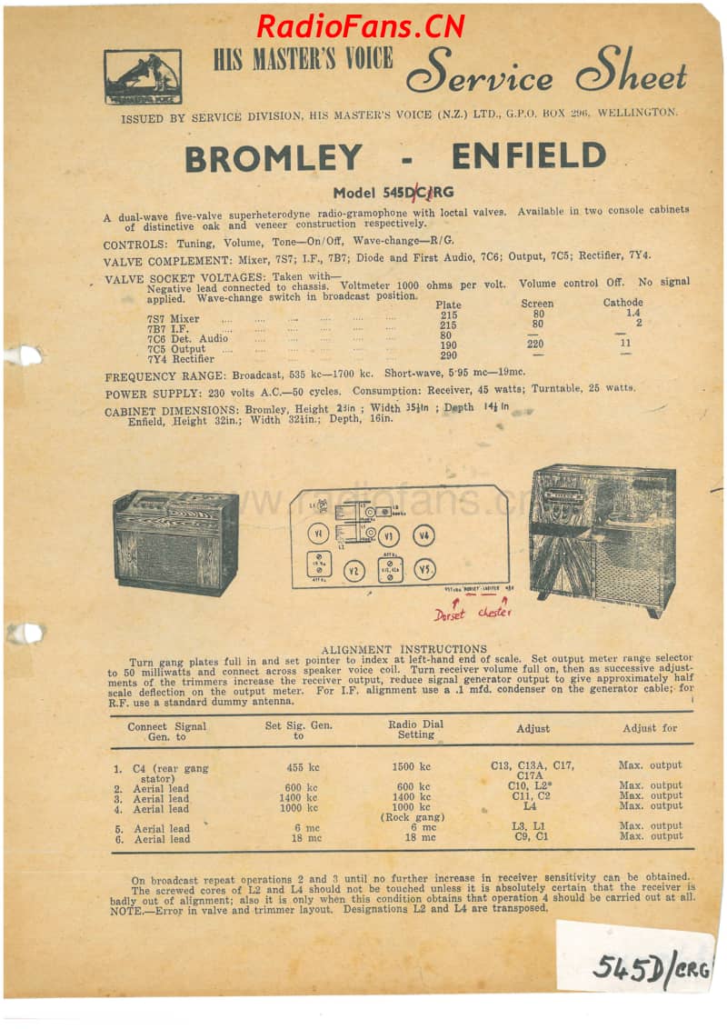 HMV-545D545CRG-Bromley-Enfield-radiograms-5V-DW-AC-1954 电路原理图.pdf_第1页