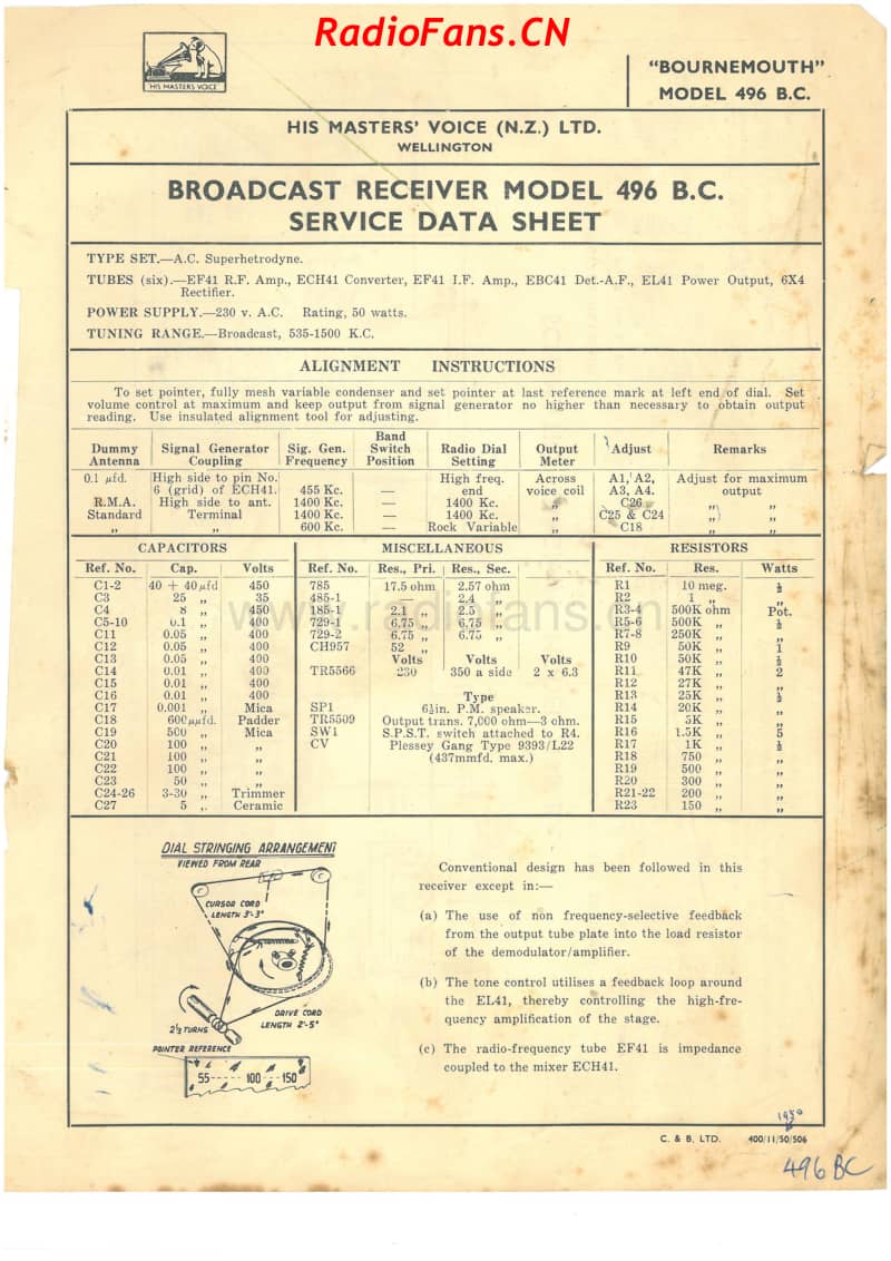 HMV-496BC-Bournemouth-6V-BC-AC-1950 电路原理图.pdf_第1页