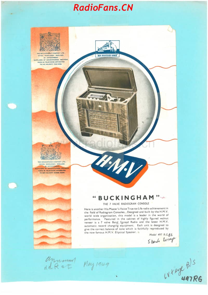 HMV-497RG-Buckingham-6V-Bandspread-AC-1949 电路原理图.pdf_第1页