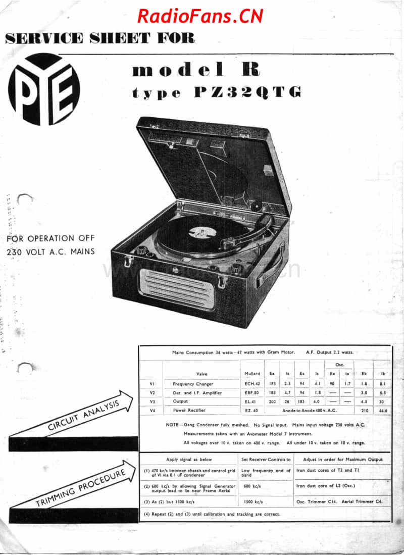 pye-pz32qtg-model-r-record-player 电路原理图.pdf_第1页