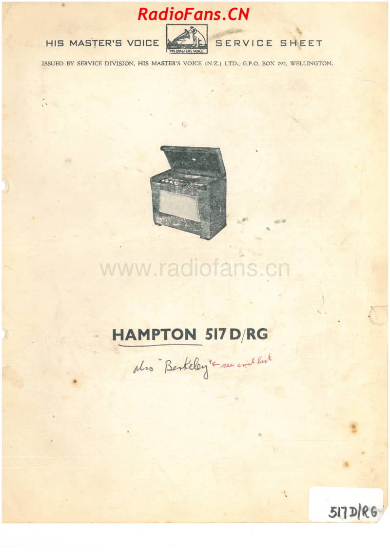 HMV-517DRG-Hampton-radiogram-6V-DW-AC-1951 电路原理图.pdf_第1页