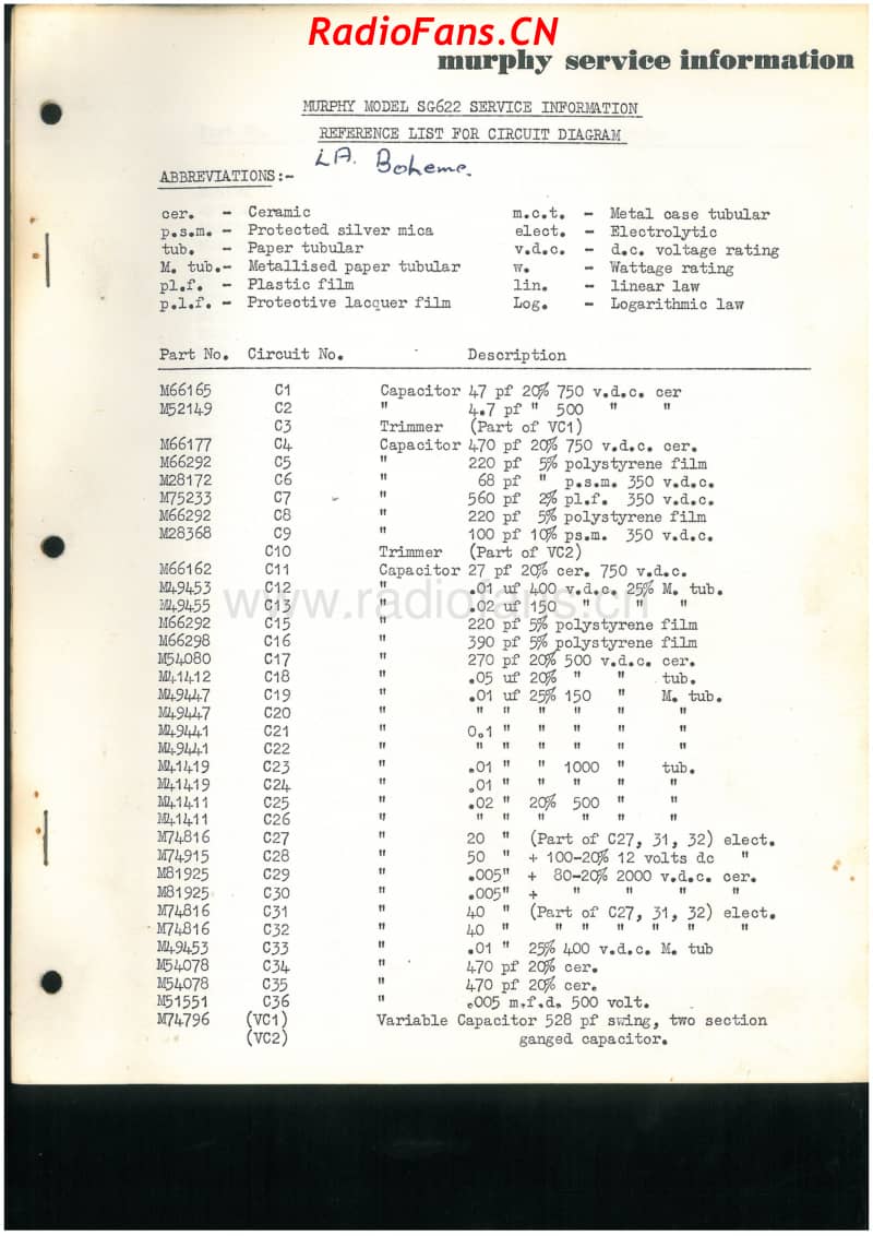 Murphy-SG622-La-Boheme-stereogram-6V-BC-AC-1962 电路原理图.pdf_第1页