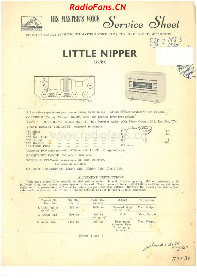 HMV-525BC-Little-Nipper-5V-BC-AC-1953 电路原理图.pdf_第1页