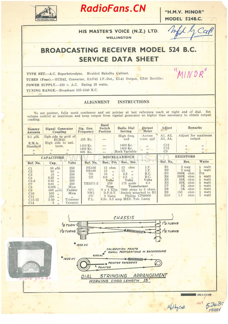 HMV-524BC-Minor-4V-BC-AC-1953 电路原理图.pdf_第1页