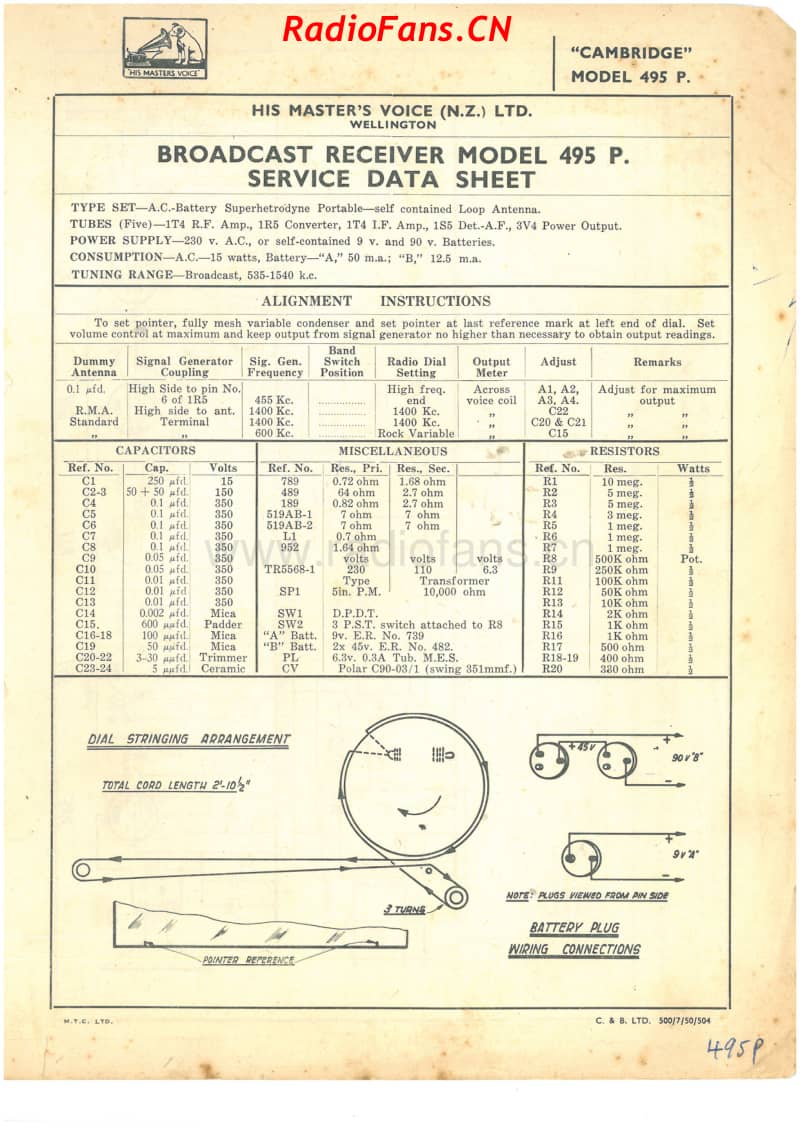 HMV-495P-Cambridge-5V-BC-Battery-1949-50 电路原理图.pdf_第1页