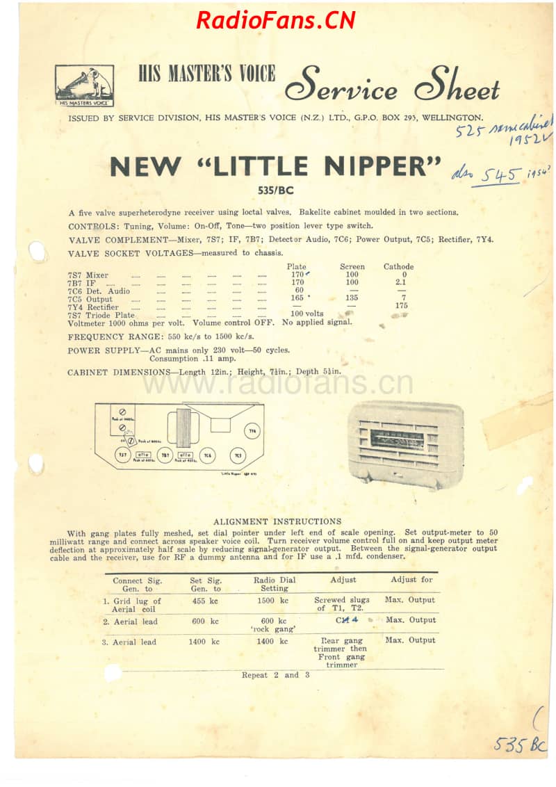 HMV-535BC-Little-Nipper-5V-BC-AC-1953 电路原理图.pdf_第1页