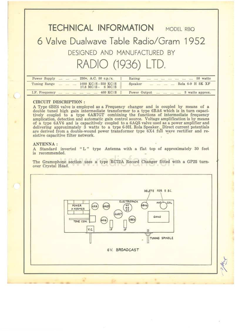 RL-RBQ-radiogram-6V-DW-AC-1952 电路原理图.pdf_第1页