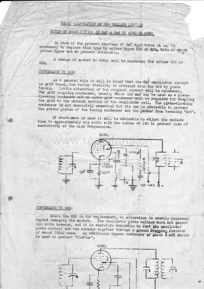 RCNZ-notes-on-substitution-of-6A7-and-6A8-by-6J8-or-6K8 电路原理图.pdf_第1页