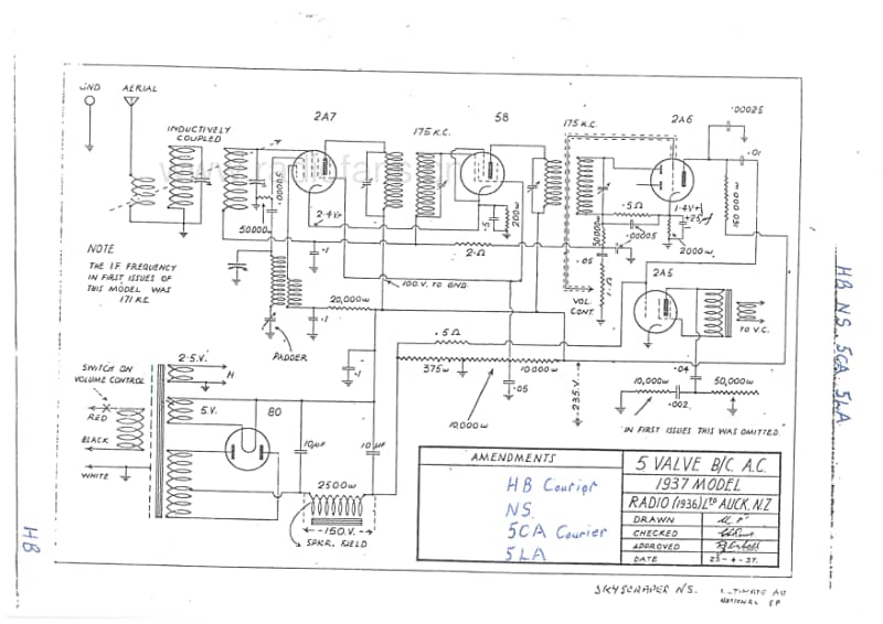 RL-HB-Courier-NS-5CA-Courier-5LA-5V-BC-AC-1937 电路原理图.pdf_第1页