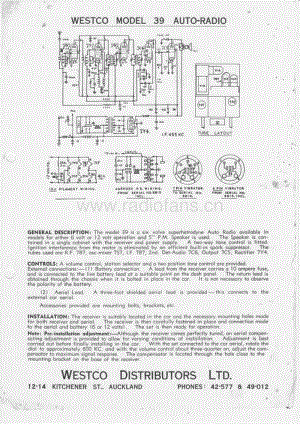 Westco-model-39-Auto-radio-c1950 电路原理图.pdf