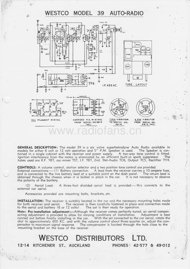 Westco-model-39-Auto-radio-c1950 电路原理图.pdf_第1页