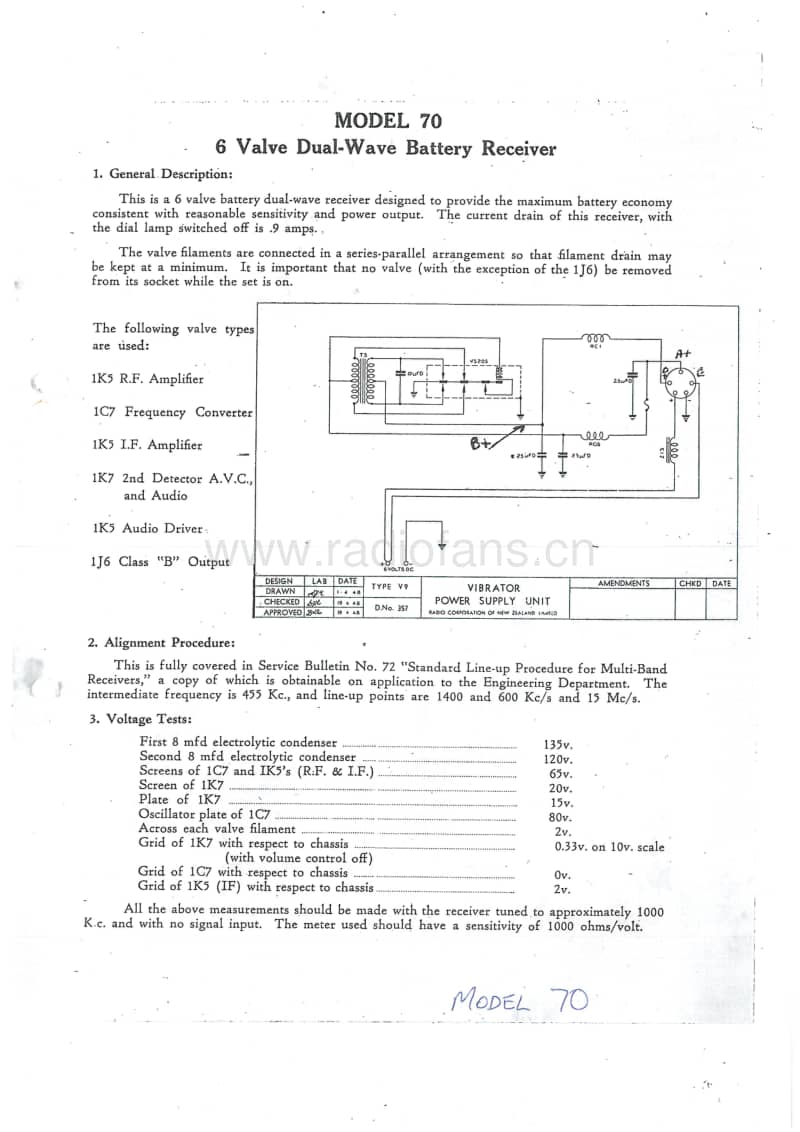 RCNZ-model-7070R70W-6V-DW-Battery-with-type-v9-vibrator-1948 电路原理图.pdf_第3页