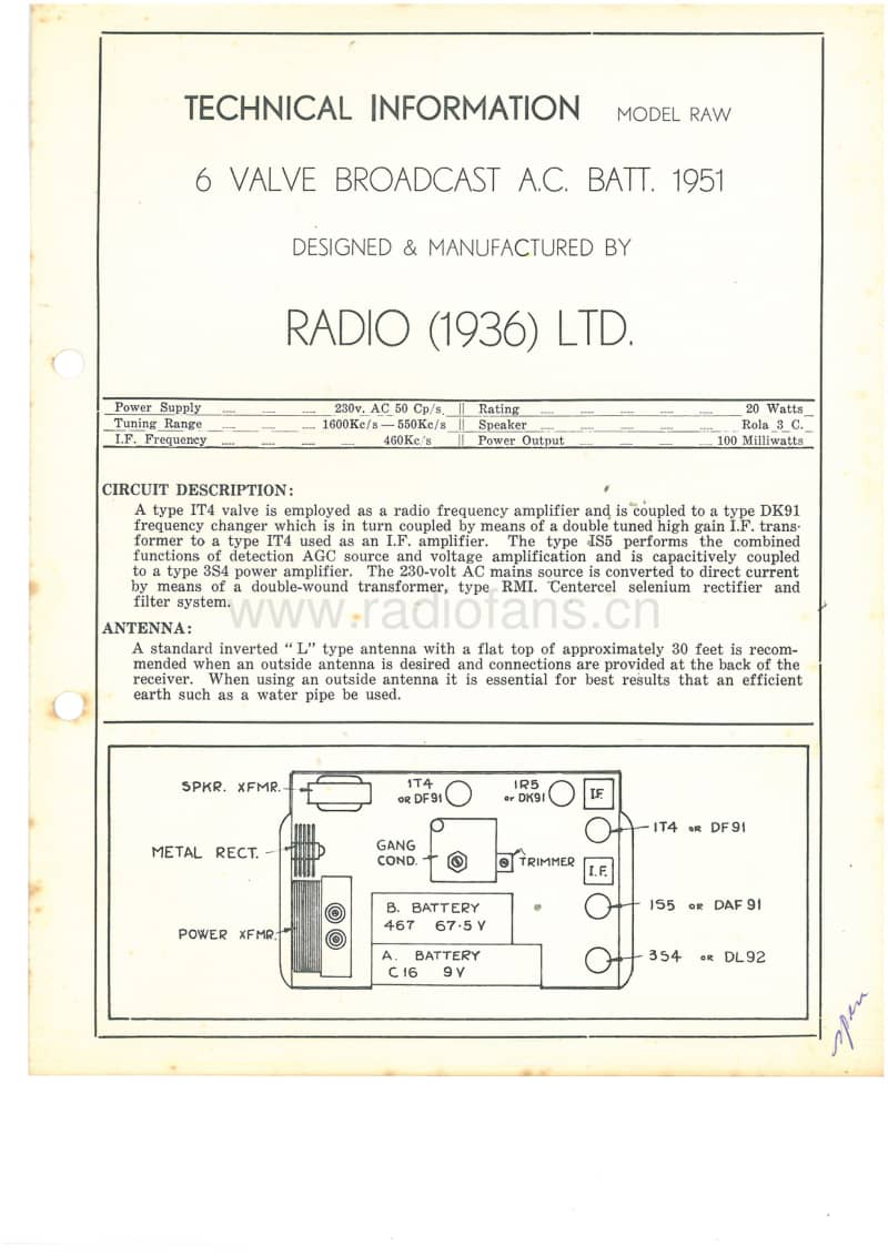 RL-RAW-6V-BC-AC-Bat-1951 电路原理图.pdf_第1页