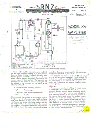 RCNZ-model-XA-4V-Amplifier-for-use-with-model-75-1940 电路原理图.pdf