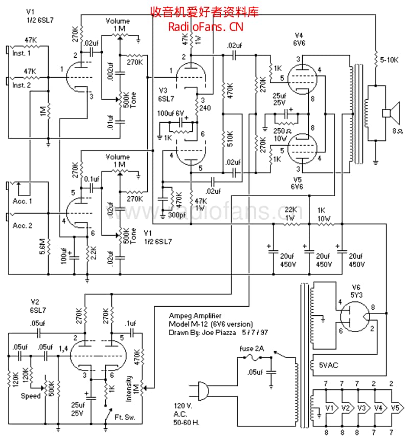 Ampeg_m12_6v6 电路图 维修原理图.pdf_第1页