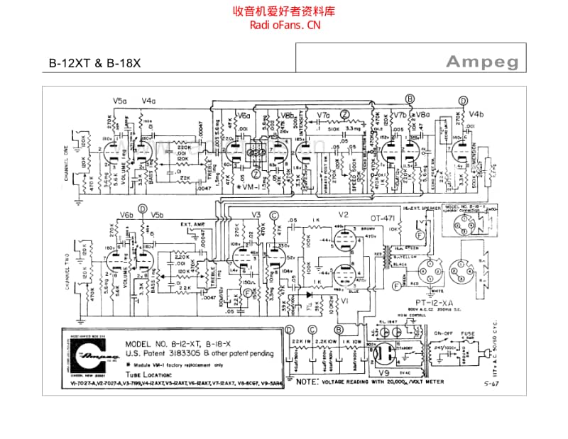 Ampeg_b12xt_b18x 电路图 维修原理图.pdf_第1页