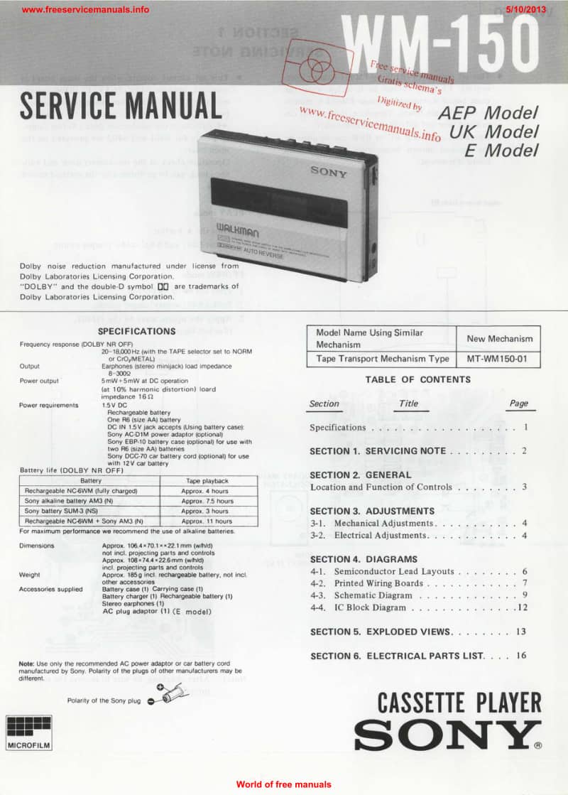 sony wm-150.pdf_第1页