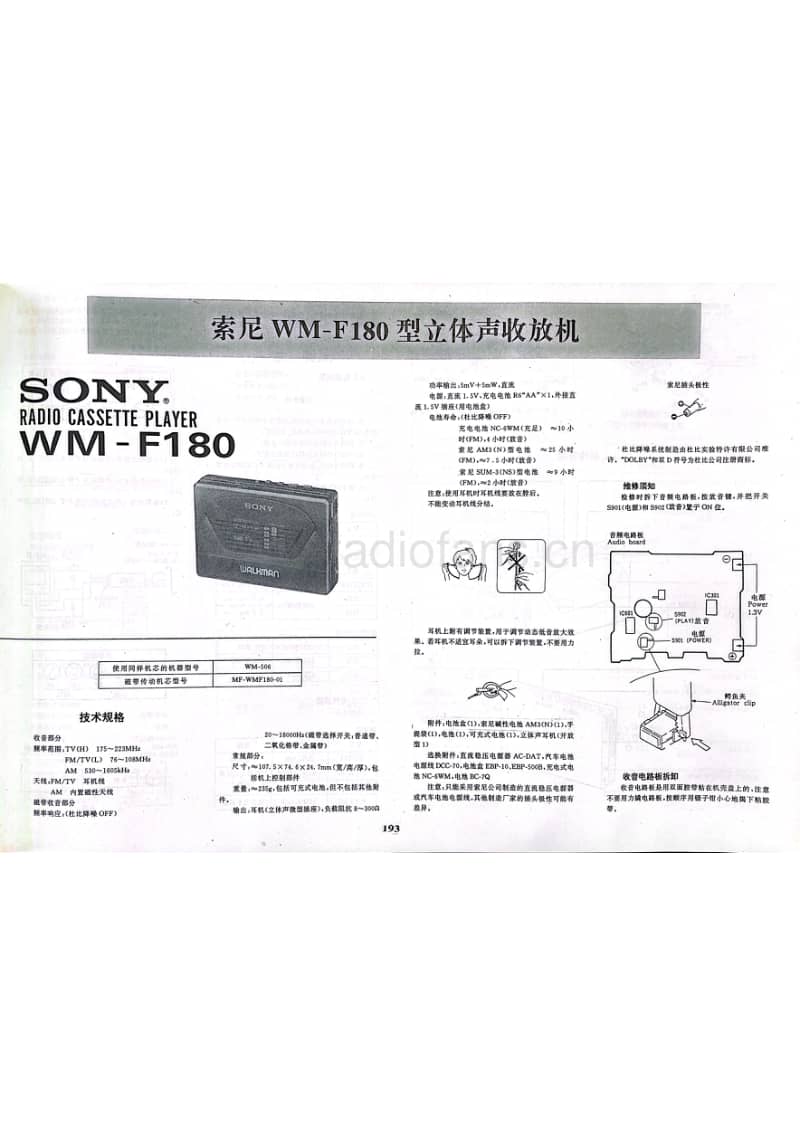 Sony WM-F180(WM-170)中文维修手册.pdf_第1页