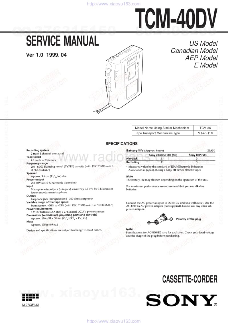 索尼SONY TCM-40DV电路图.pdf_第1页