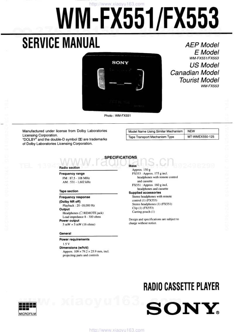 索尼SONY WM-FX551电路图.pdf_第1页