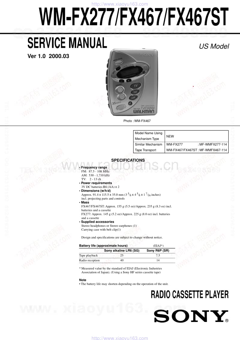 索尼SONY WM-FX467ST电路图.pdf_第1页