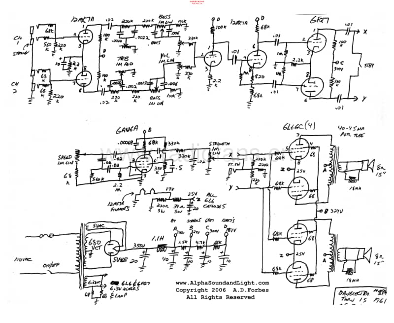 Danelectro_twin15_1961 电路图 维修原理图.pdf_第1页