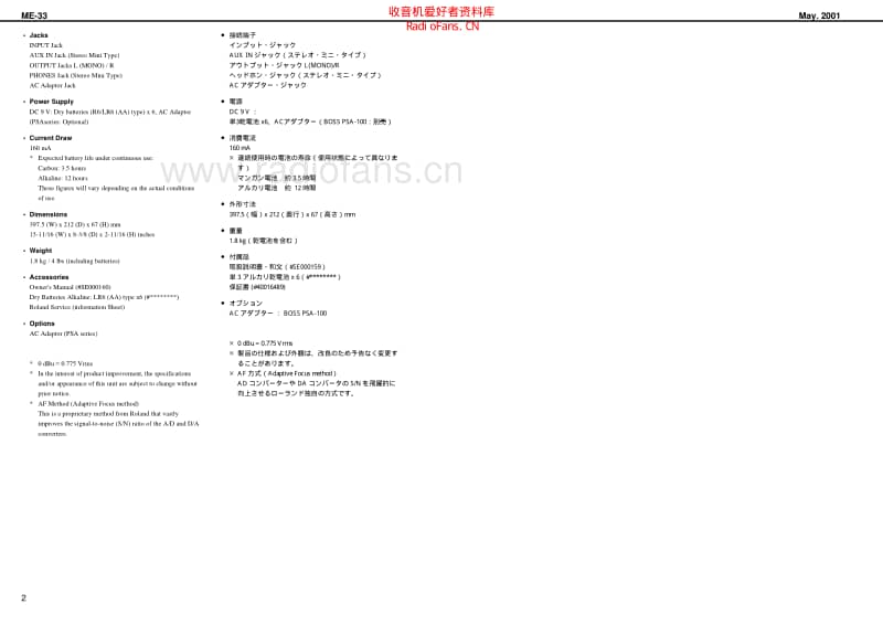 Boss_me33 电路图 维修原理图.pdf_第2页