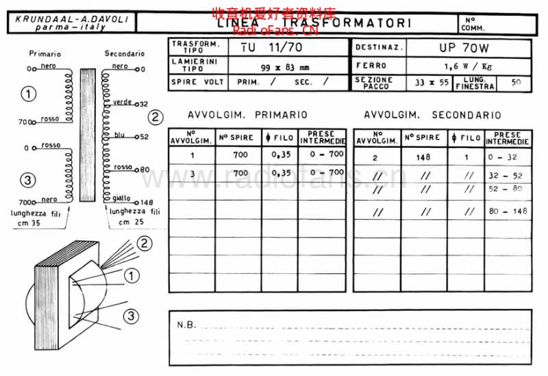 Davoli_output_transformer_tu11_70 电路图 维修原理图.pdf_第1页