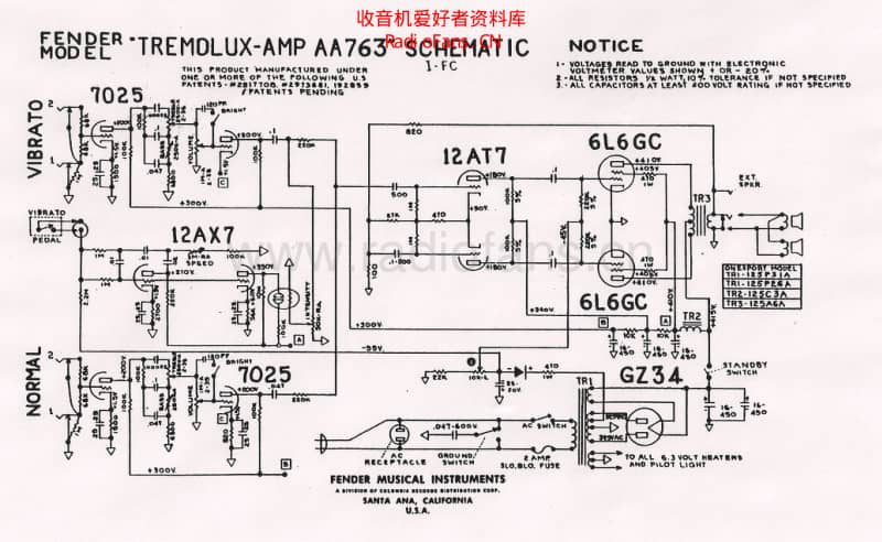 Fender_tremolux_aa763_schematic 电路图 维修原理图.pdf_第1页