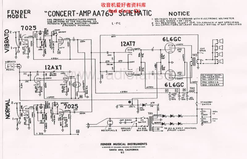 Fender_concert_aa763_schematic 电路图 维修原理图.pdf_第1页