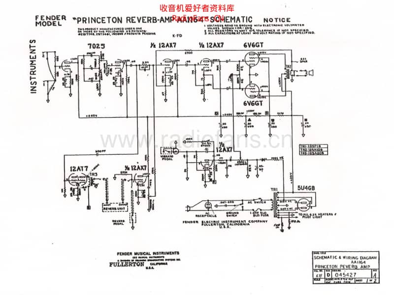 Fender_princeton_reverb_aa1164_schematic 电路图 维修原理图.pdf_第1页