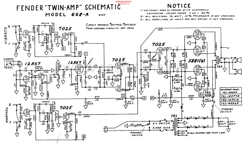 Fender_twin_6g8a_schem 电路图 维修原理图.pdf_第1页