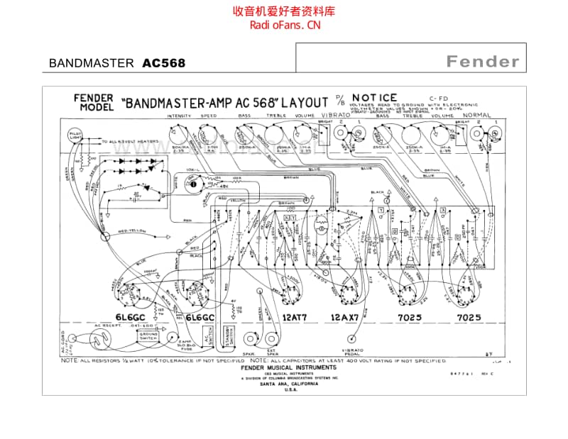 Fender_bandmaster_ac568 电路图 维修原理图.pdf_第1页