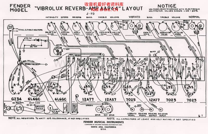 Fender_vibrolux_reverb_aa964_layout 电路图 维修原理图.pdf_第1页