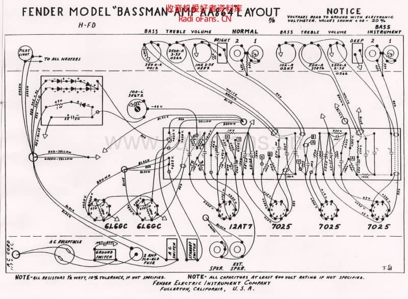 Fender_bassman_aa864_layout 电路图 维修原理图.pdf_第1页