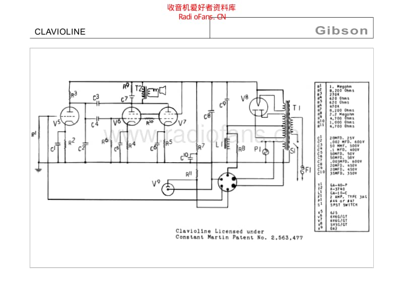 Gibson_clavioline 电路图 维修原理图.pdf_第1页