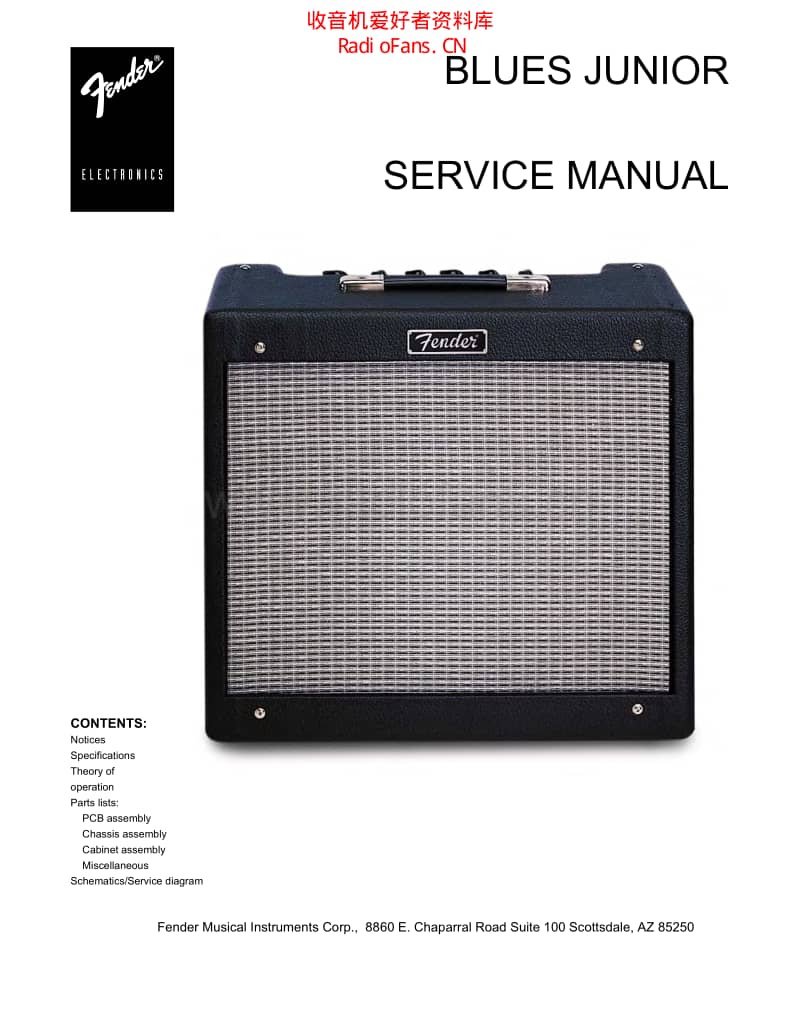 Fender_blues_junior_service_manual 电路图 维修原理图.pdf_第1页