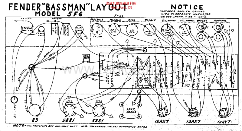 Fender_bassman_5f6_schem 电路图 维修原理图.pdf_第2页