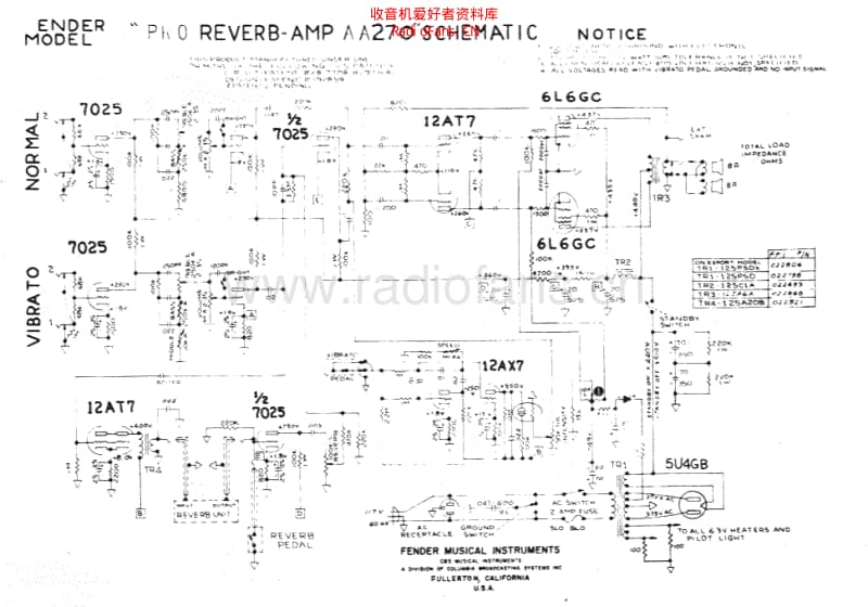 Fender_proreverb_aa270_schem 电路图 维修原理图.pdf_第1页