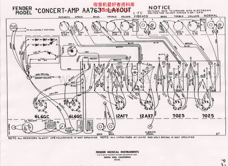 Fender_concert_aa763_layout 电路图 维修原理图.pdf_第1页