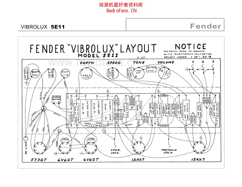 Fender_vibrolux_5e11 电路图 维修原理图.pdf_第1页