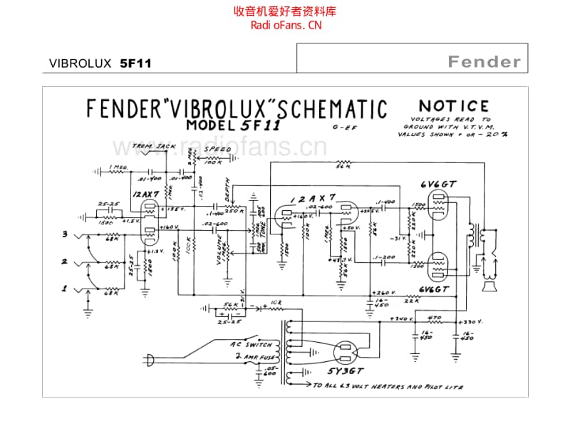 Fender_vibrolux_5e11 电路图 维修原理图.pdf_第2页