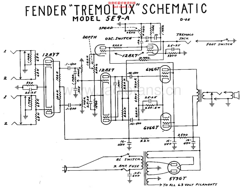 Fender_tremolux_5e9a_schem 电路图 维修原理图.pdf_第1页