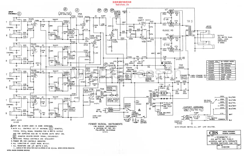 Fender_cbs_pa100rev 电路图 维修原理图.pdf_第1页