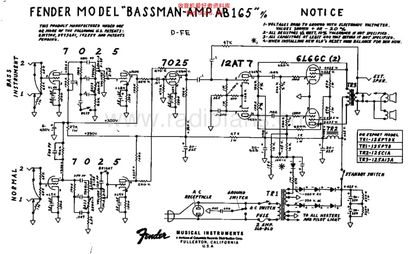 Fender_bassman_ab165_schem 电路图 维修原理图.pdf_第1页
