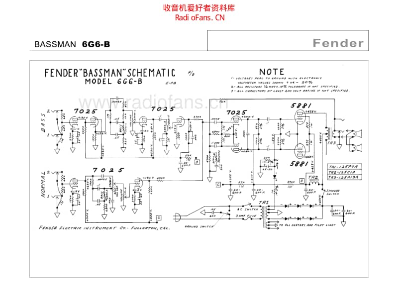 Fender_bassman_6g6b 电路图 维修原理图.pdf_第2页